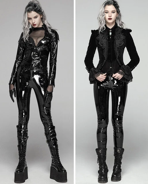 Pantalon slim zippé vinyle cuir vernis gothique punk cyber fétiche sexy PunkRave 5