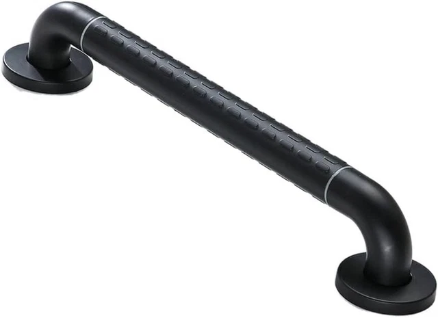 IMPEU 16" Black Bathroom Anti-Slip Straight Grab bar, 1.45 Inch Diameter, Batht
