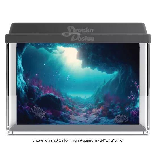 Underwater Rocky Cave Polyester Fish Tank Glass Backdrop Aquarium Background
