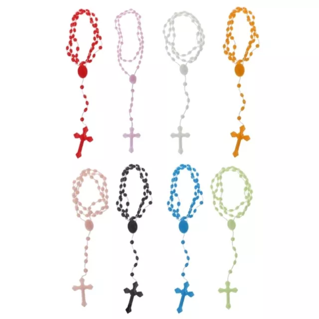 8 Colors Plastic Luminous Glow in the Dark Rosary Beads for Necklace Jewel
