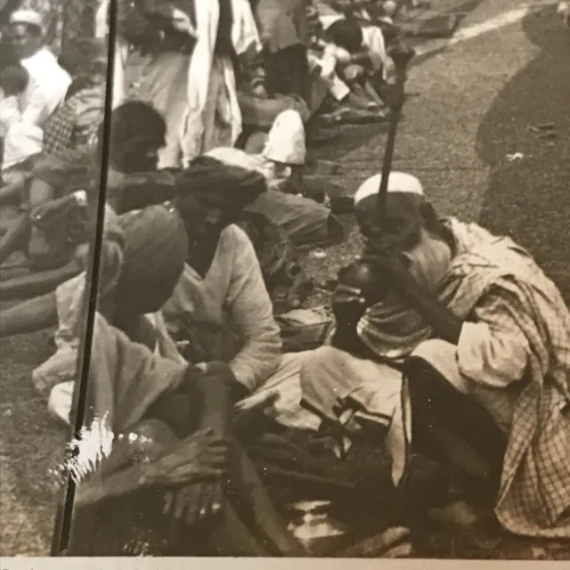 GEORGE ROSE Stereoview Antique Photo INDIA Delhi Durbar Feeding The Hindoo Poor