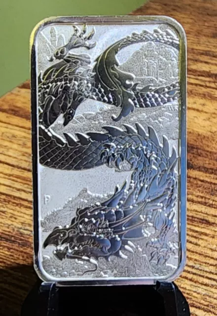 2023 Australia Dragon Bar BU 1 oz .999 Silver $1 one dollar Coin Bar Perth Mint