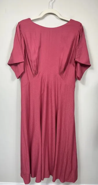 Ted Baker Dress Womens Size 5 Pink Midi Tea Dress Flowy Sleeve Lightweight US 14