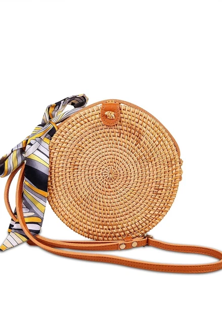 Handmade Craftsman Rattan Straw Bag Wicker Purse Rattan Crossbody Bag for Women