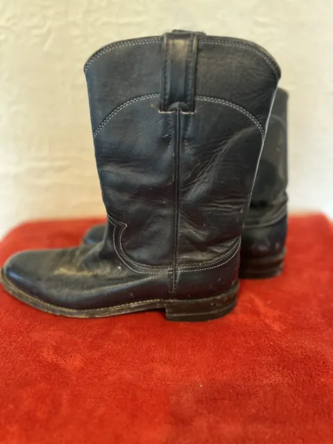 Justin Roper Black Leather Cowboy Western Boots Womens Size 6 B