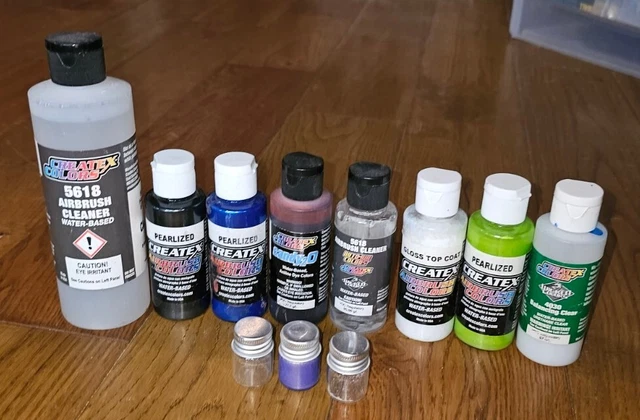 Enorme lote de pintura y limpiador con aerógrafo Createx colores, a base de agua