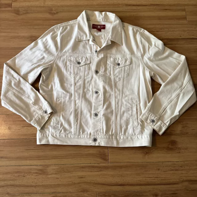 Men’s LUCKY BRAND Off White Denim Jean Jacket sz XL