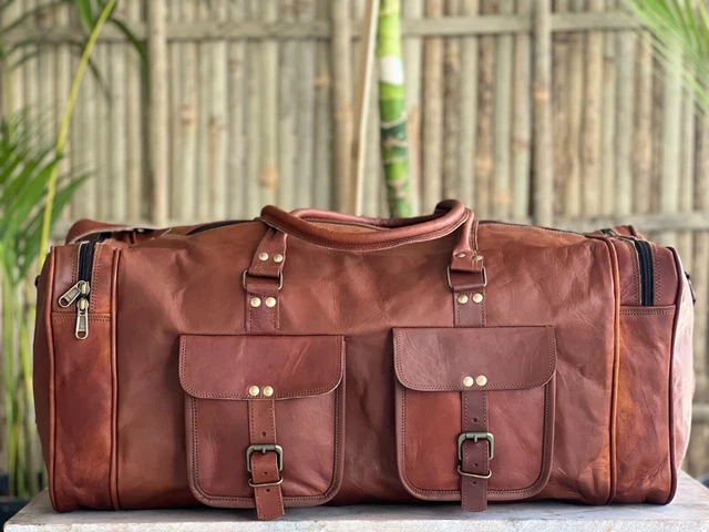Sac de voyage en cuir vintage marron fait main pour hommes