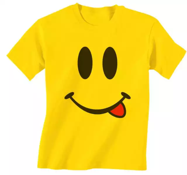 Smile Face Emoji Funny 100% Cotton Unisex Men Yellow T Shirt