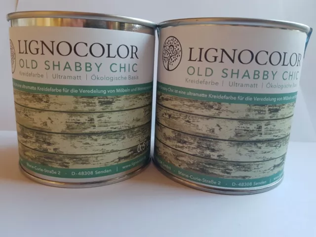 Lignocolor Kreidefarbe, 2 x 375ml, Old Shabby Chic Farbe, Cream & Duck Egg,