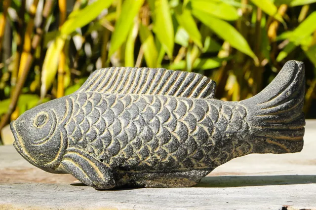 Koi Fisch Tier Teich Aquarium Lavastein Skulptur Garten Terrasse Wohnzimmer Deko 2