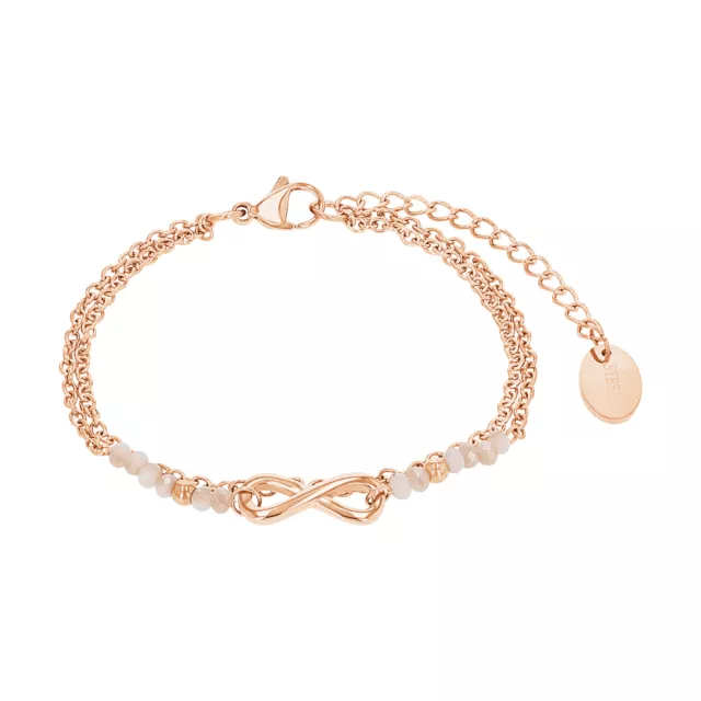 s.Oliver Armband Edelstahl Damen Armschmuck, mit Glas, 16+4 cm, Apricot,