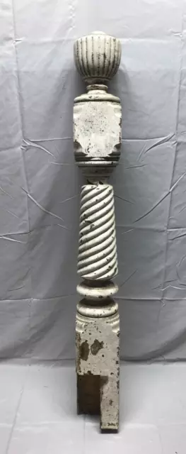 VTG Shabby White Hardwood Oak Turned Twist Newel Post 6x48 Old Staircase 150-23B
