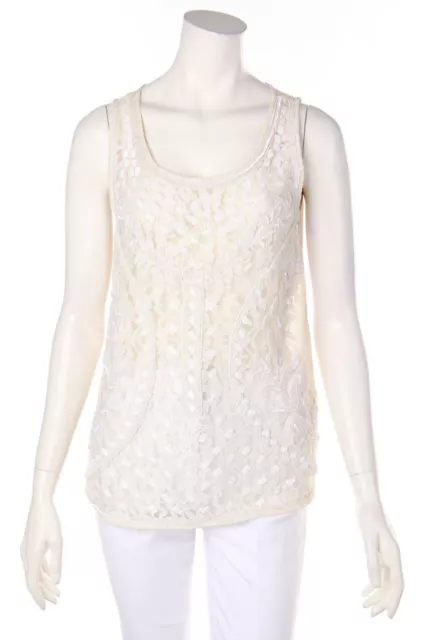 Scee by Twin-set paillettes Top Perle L bianco sporco NUOVE