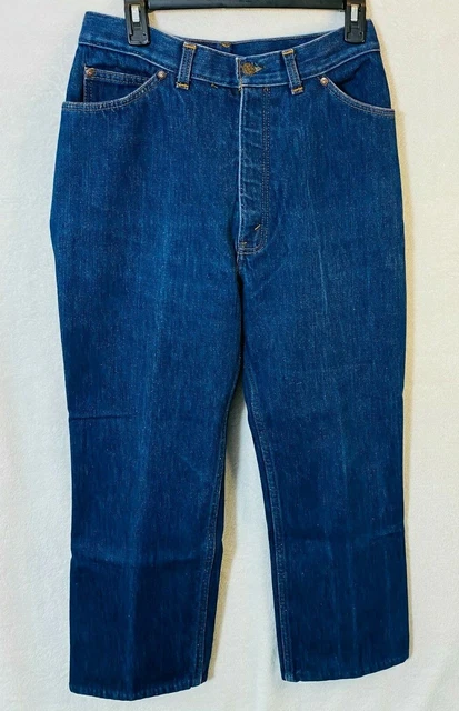 Vintage 80's Levi's Blue Denim Orange Tab 203 Red Flannel Lined Youth Jeans 28.5