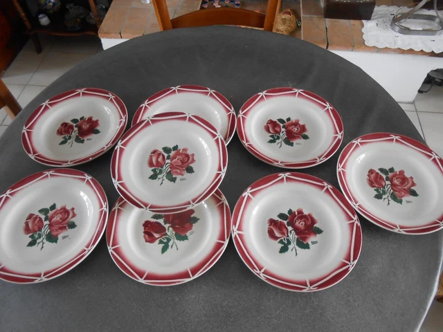 8 ASSIETTES PLATES DIGOIN SARREGUEMINES modèle CIBON
