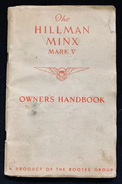 Hillman Minx Mark V owner's handbook, 1951, England, vintage, automobilia