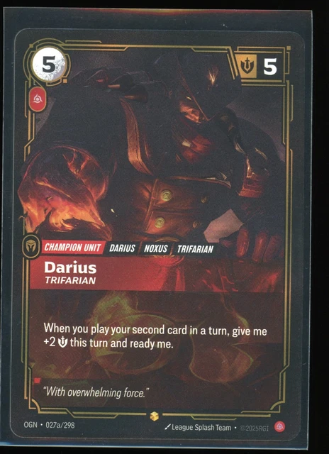 RIFTBOUND LEAGUE OF LEGENDS TCG ORIGINS - DARIUS TRIFARIAN ALT ART 027a ...
