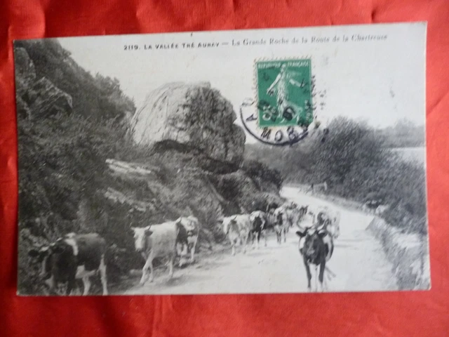 cpa - the valley tre auray - the great rock of the road of the Chartreuse les cows