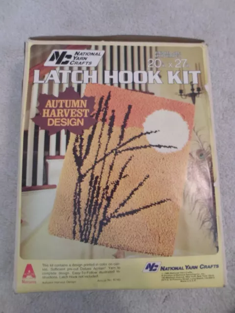 1980 Vintage National Yarn Crafts Latch Hook Kit AUTUMN HARVEST 20 x 27"