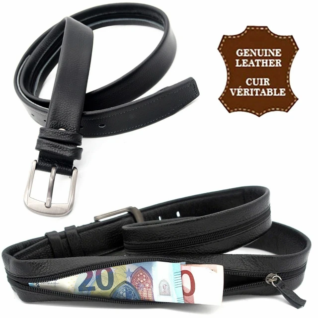 Ceinture En Cuir Véritable Blanc Vintage 80s/90s - Style Rock - Taille 80 - Large - Made In France