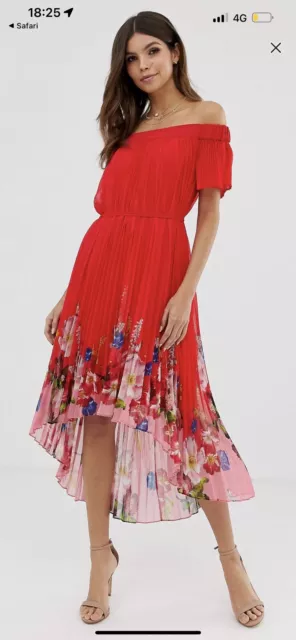 TED BAKER BERRY Sundae Dress UK 16 5 Party Wedding Red Floral