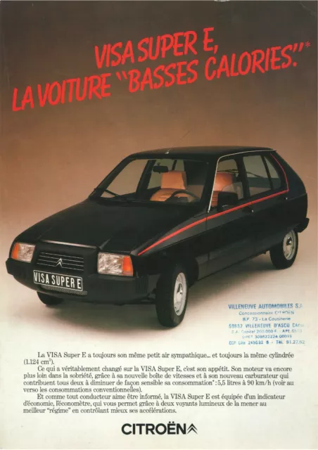 Catalogue prospekt brochure Citroën Visa Super E 1981 FR - feuillet