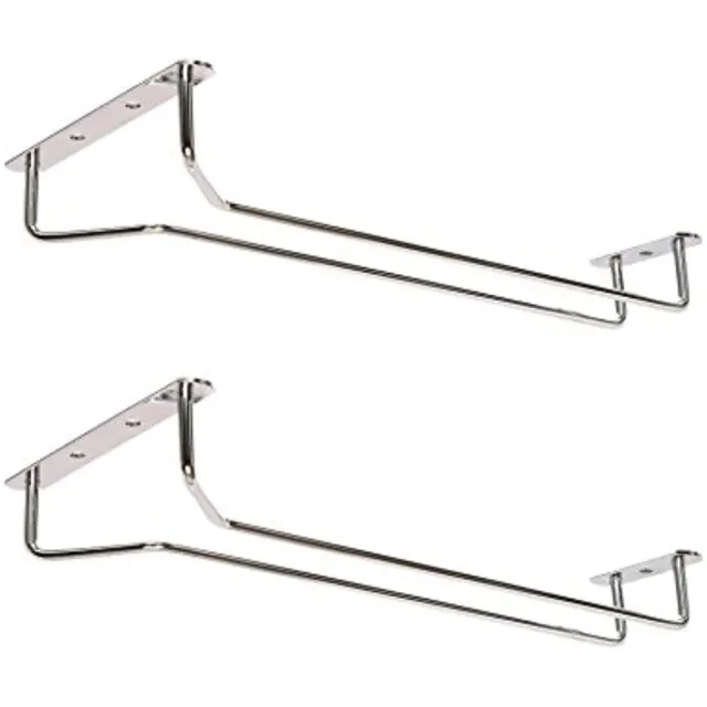 2pcs 10" Long Chrome  (Polished ) Metal wine glass holder hanger under cabinet 