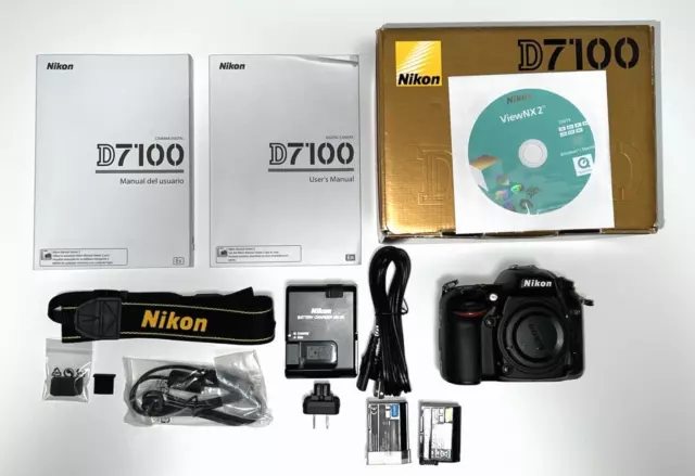 Nikon D7100 24.1 MP DX Digital SLR Body, 2 Batteries Charger, Strap, Cap &Box