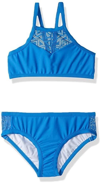 Seafolly Big Girls' Apron Tankini Swimsuit, Hawaii Blue, SZ 10