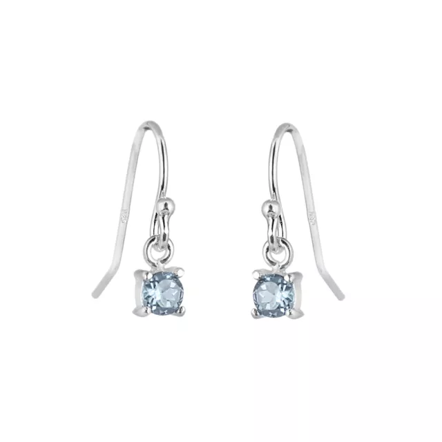 Sterling Silver Aquamarine CZ March Birthstone Dangle Earrings