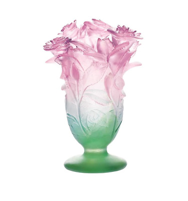Probablement Daum joli petit vase décor fleurs de Lys #1310 non signé 