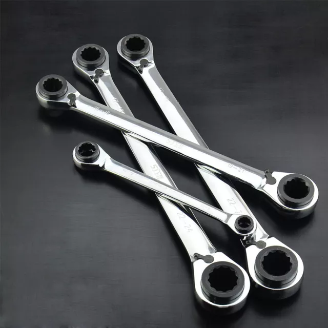 4 in 1 Ratchet Ring Wrench Double End Spanner 4 way Adjustable Metric 8mm-24mm