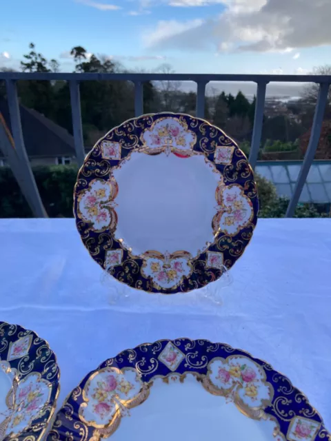 Royal Stafford Heritage 6 Bone China 16.5cm Tea Side Plates -Cobalt Blue & Gilt