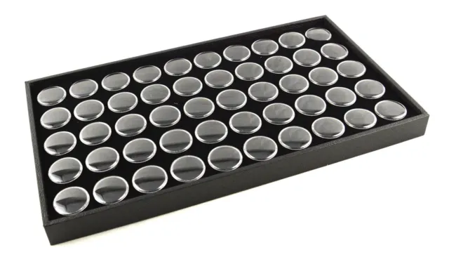 Jewellery Gem Storage Show Tray - Black Wooden Display Tray + Gem Pot Insert