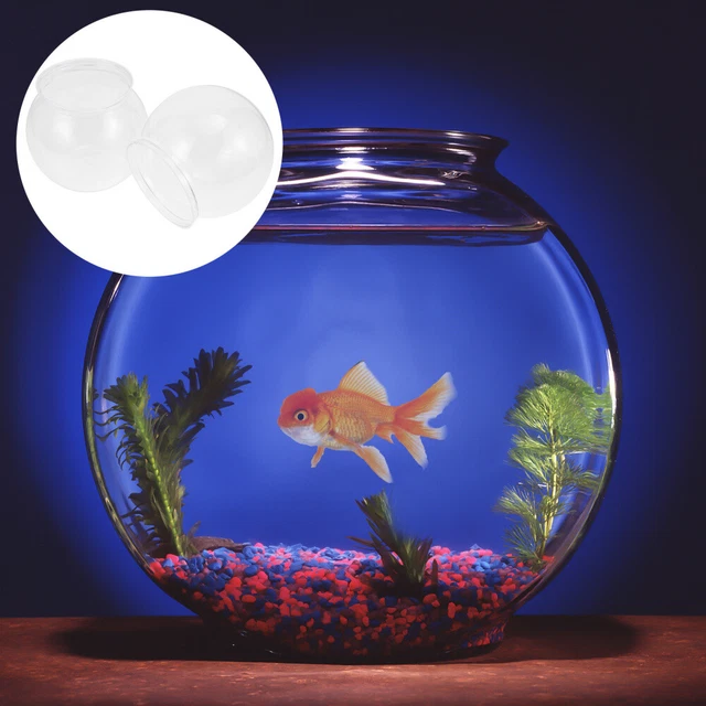 2 Pcs Fish Transparent Tank Goldfish Plastic Bowl Clear Office Miniature