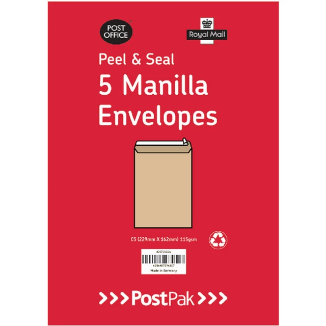 Buste C4 peel & sigillo manilla 115 gsm confezione da 5 POF27428