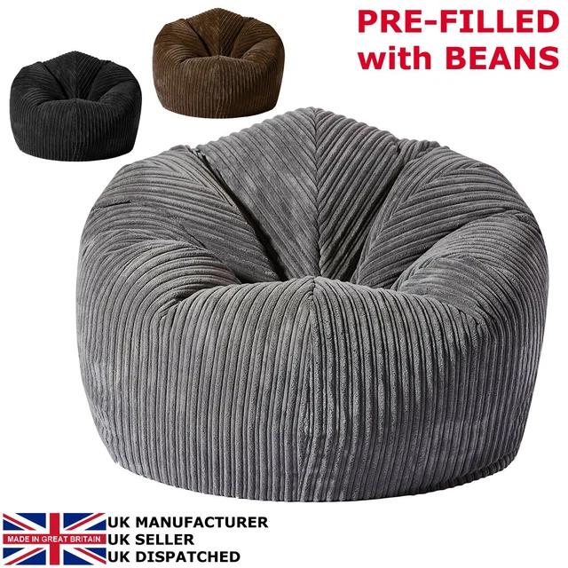 JUMBO CORDUROY GIANT Bean Bag Chair GILDA Adult Gaming Beanbag Seat