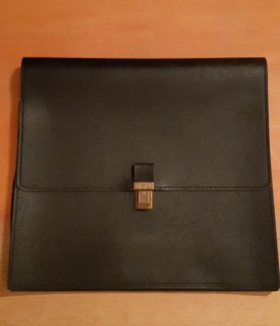 Serviette Vintage Cuir Marron Clair 35x25cm - Années 70/80, Deadstock NOS, Homme/femme
