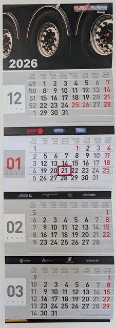 4 - MONATS - Kalender 2026 / Wandkalender - Motiv LKW auf Fähre EUR 7