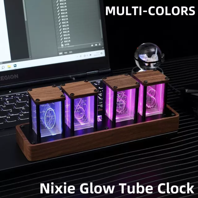 Retro Style Nixie Tube Clock LED Desktop DIY Pseudo Glow Tube Clock Kit Decor