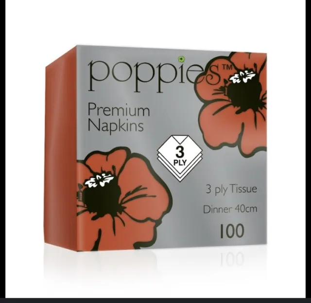 TOP QUALITY HALLOWEEN Poppies Napkins Terracotta/orange 3ply 40cm - X 1000