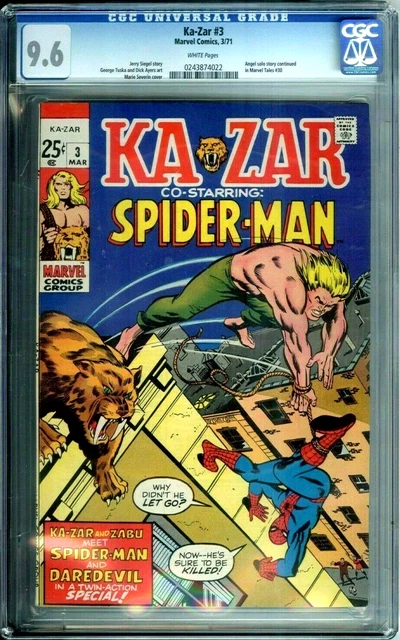 KA-ZAR 3 CGC 9.6 WP RARE 1of10! SPIDERMAN DAREDEVIL ANGEL Bronze Age MARVEL 1971