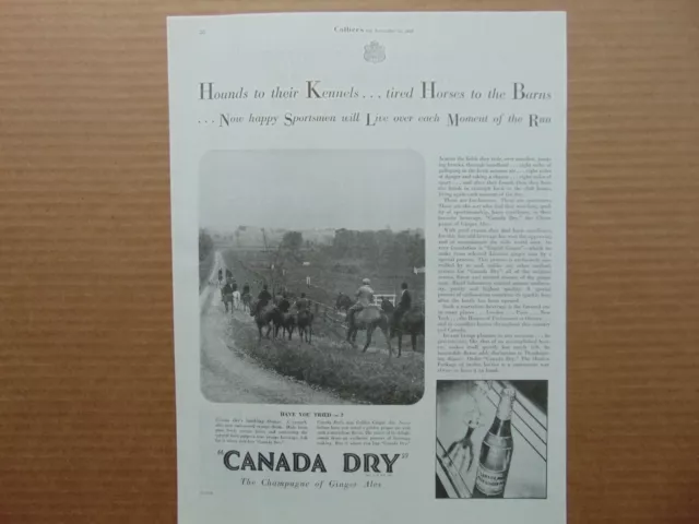 1930 CANADA DRY Ginger ALE  Returning Fox Hunters vintage art print ad