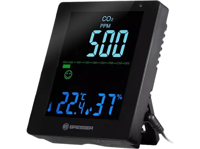Medidor de CO2 - Bresser Smile CO2, Detección humedad, Temperatura,