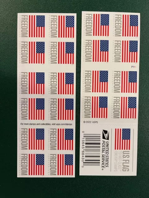 USPS US Flag (2022) Collectable Stamp Sheets of 20