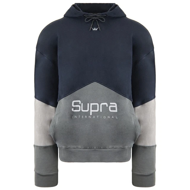 Felpa con cappuccio Supra a maniche lunghe pullover blu navy da uomo 92 pile 102552 018