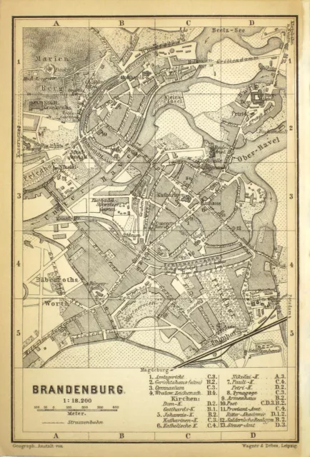 BRANDENBURG, alter Stadtplan, datiert 1902