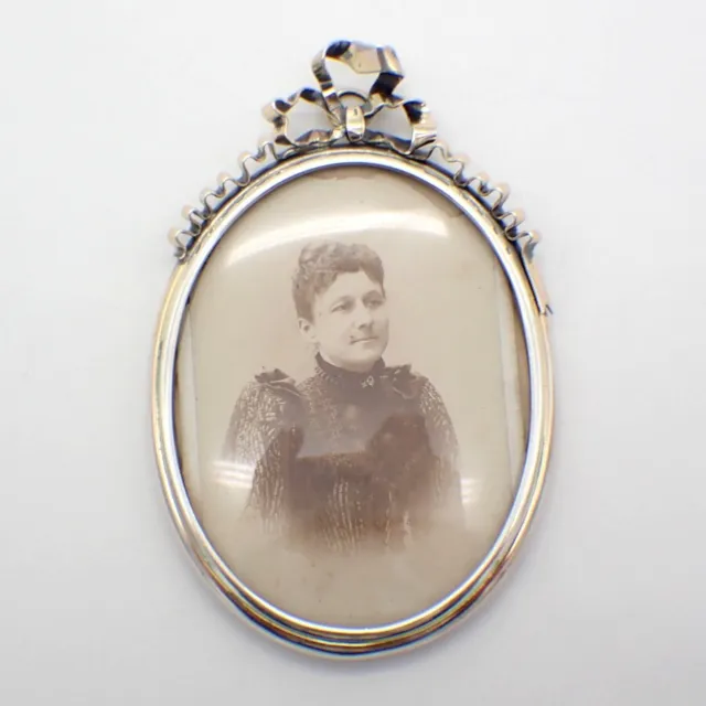 Oval Picture Frame Ribbon Accent Sterling Silver Black Starr Frost