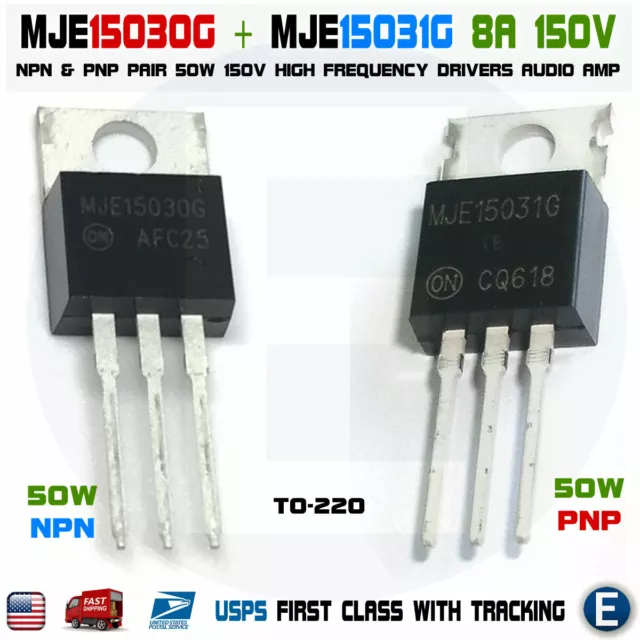 MJE15030G + MJE15031G Pair TO-220 MJE15030 MJE15031 Power Transistors USA